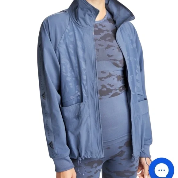 Adidas by Stella McCartney steel Blue zip up lightweight windbreaker Jacket xs - Picture 1 of 13